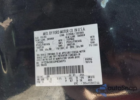 2003 Ford Ranger Edge/Xlt z USA, uszkodzony, nr VIN 1FTZR45E23PB26073